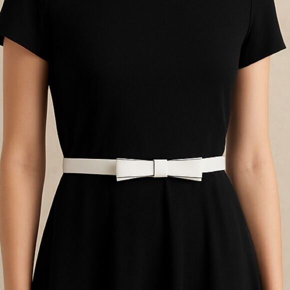 Kate Spade White Leather Bow Belt Minimalist Chic sz S main image 5